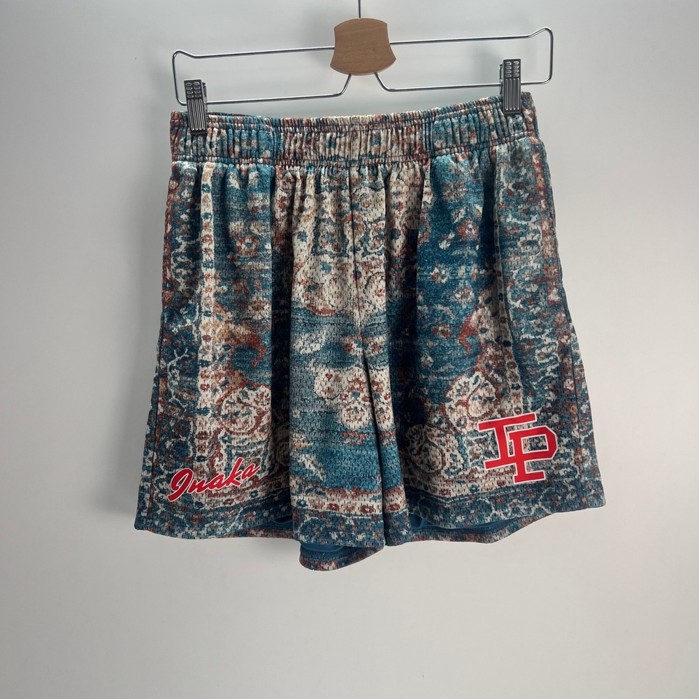 Inaka Power Mens Tapestry Mesh Basketball Shorts Teal Rust Rug Print Gym XL